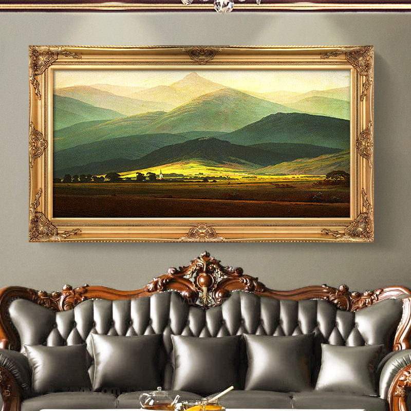 手绘欧式风景油画 客厅装饰画餐厅玄关沙发背景墙挂画大卫巨人山