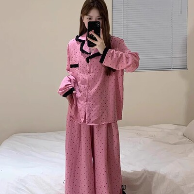 韩版睡衣女春秋长袖家居服两件套