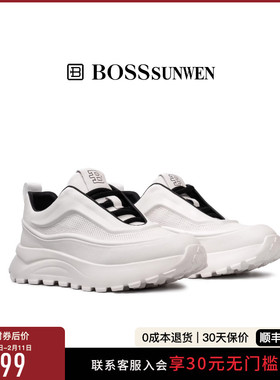 BOSSSUNWEN/博斯·绅威2025秋冬新款小白鞋厚底增高男运动休闲鞋