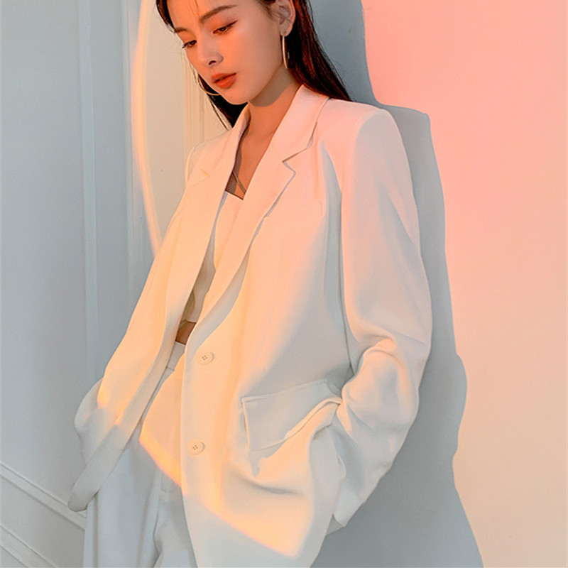 白色西装外套女高级感春秋薄款韩版宽松设计感小众长袖休闲小