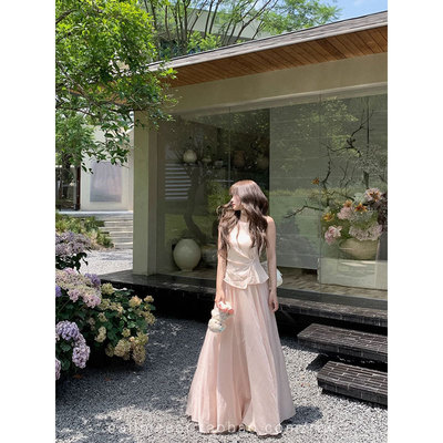 CallmeEar/【层次美学】莱赛尔天丝亚麻超大裙摆连衣裙夏通勤长裙