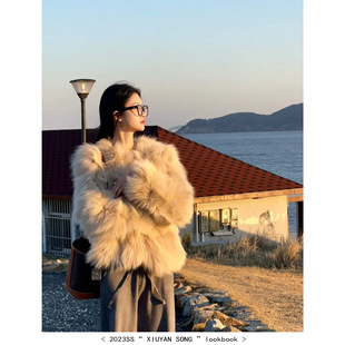 宋秀妍 SENIORS  气质感毛毛外套2023年冬季皮毛一体皮草