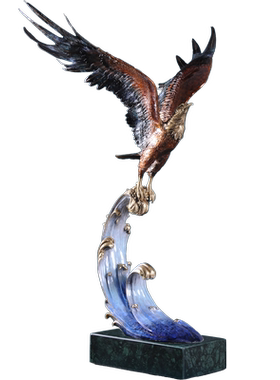 必禧利黄铜大展宏图老鹰摆件