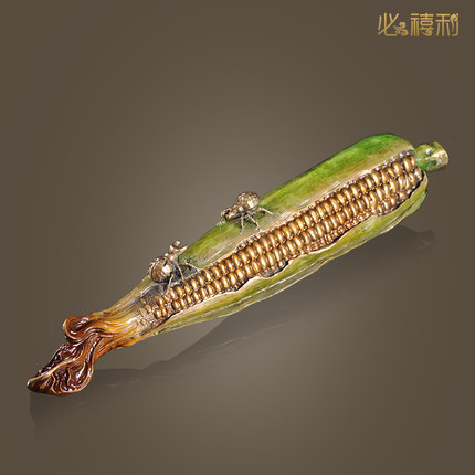 必禧利彩绘纯黄铜仿真玉米摆件金玉满堂工艺装饰品创意礼品摆设