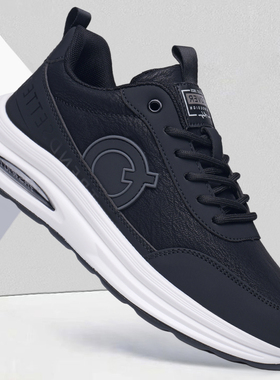 男鞋2025新款秋冬季男士英伦风黑色休闲皮鞋男款厚底运动板鞋子男