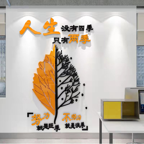 办公室企业文化墙面装饰创意设计公司背景形象布置励志标语贴纸画