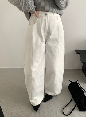 TG 韩系百搭梨型显瘦弯刀牛仔裤女2025秋季新款洗水挺阔长裤25792