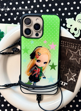 星星荧光绿y2k小布娃娃blythe复古波点iPhone17promax滴胶全包iphone1716promax亚克力壳苹果1614pro手机壳