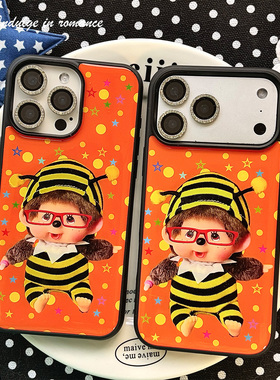 橙色蒙奇奇波点五彩趣味古早可爱复古适用iphone1716promax亚克力壳苹果16plus/17pro手机壳