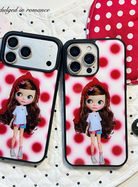 适用小红帽波点小布娃娃简约韩日系古早复古iphone1716promax亚克力壳苹果16plus/15pro手机壳