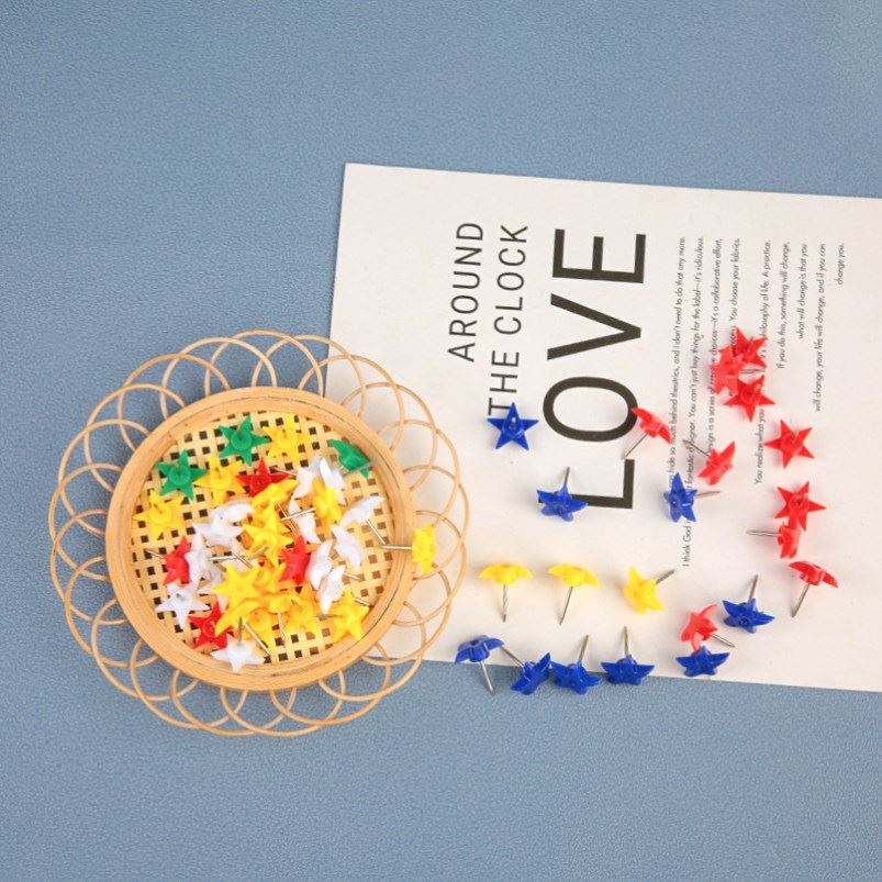 100枚装图钉透明星星状木板装饰照片墙钉diy按钉钉