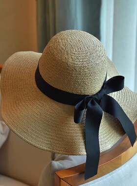 日本RX大帽檐防晒帽女显脸小沙滩度假遮阳帽防紫外线海边太阳草帽