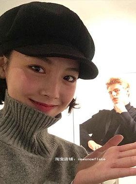 日本RX秋冬羊毛呢八角帽子女时尚百搭画家帽报童休闲羊毛贝雷帽