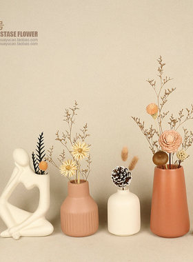 客厅装饰品摆件家居饰品北欧干花奶油风酒柜电视柜置物架摆设