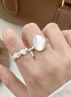 个性设计感几何不规则戒指女精致拉丝雾面豆豆开口指环小众食指戒