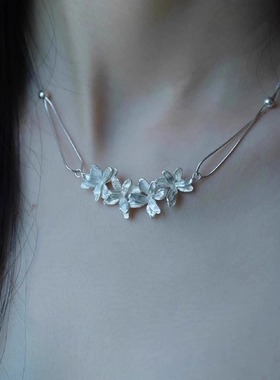 新中式丁香花朵项链女甜美双层叠戴百搭颈链简约气质小众感锁骨链