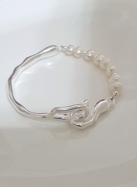 轻奢珍珠手镯链女简约时尚个性精致优雅S925银手环百搭小众手饰潮