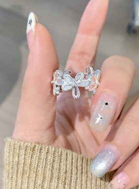 甜美轻奢花朵开口食指戒女