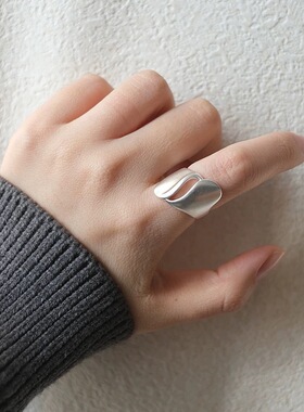 哑光几何不规则戒指女曲线精致优雅开口指环ins风小众网红食指戒
