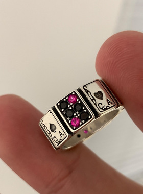 个性独特扑克牌复古戒指女小众设计感精致时尚甜酷开口食指戒潮