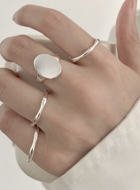 小众冷淡风镀银几何食指戒指