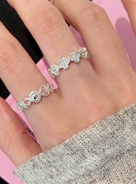 轻奢花朵异形线条叠戴女士戒指