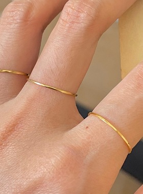 精致素圈百搭戒指女法式复古小众叠戴S925银指环网红光圈食指戒潮