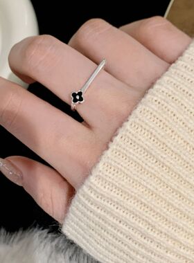 一路生花朵戒指女简约时尚百搭气质网红开口指环ins风小巧食指戒