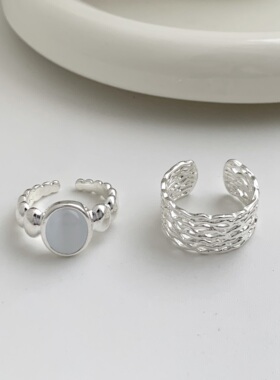 韩版镀银镂空冷淡风女士食指戒