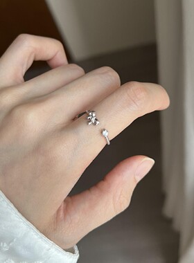 甜美飘带蝴蝶结戒指女时尚精致小巧气质创意开口指环小众食指戒潮