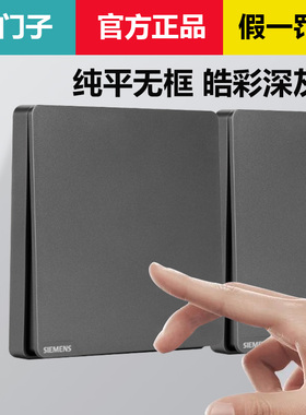 西门子开关插座皓彩系列深灰银10A五孔USB一开家用大面板暗装