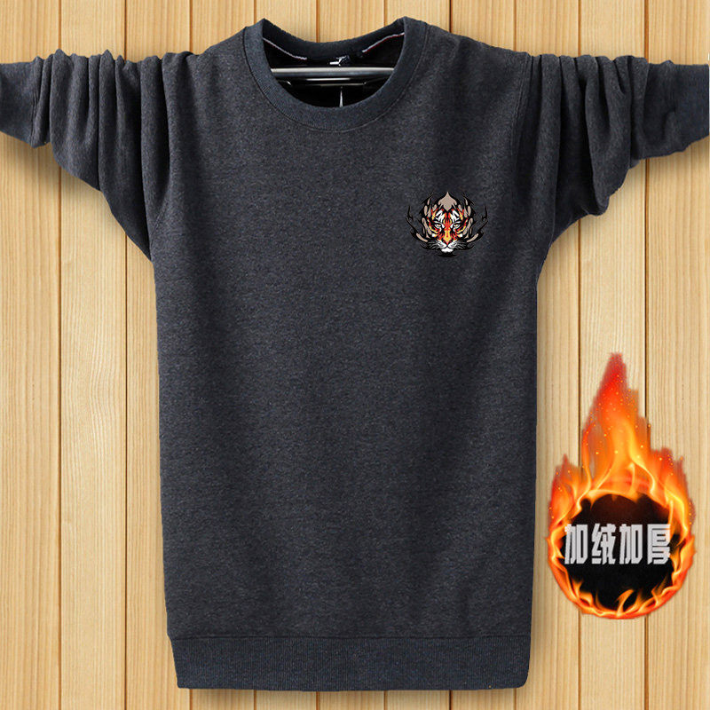 天天特价冬季加绒保暖长袖男士加肥加大码纯棉圆领套头加厚卫衣潮