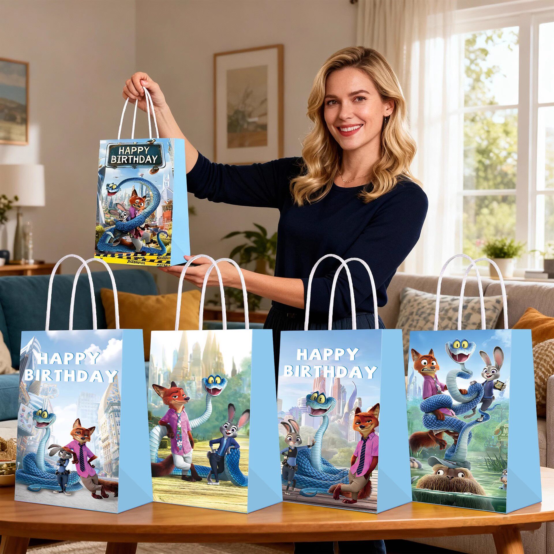 疯狂动物城主题手提纸袋兔子警官狐狸尼克糖果袋生日礼品袋回礼袋