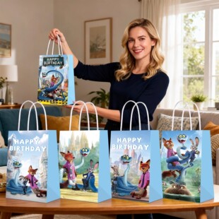 疯狂动物城主题手提纸袋兔子警官狐狸尼克糖果袋生日礼品袋回礼袋