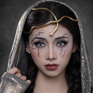 个性欧美辣妹夸张头饰黑暗系小蛇发饰开口随意造型蛇形头箍设计感