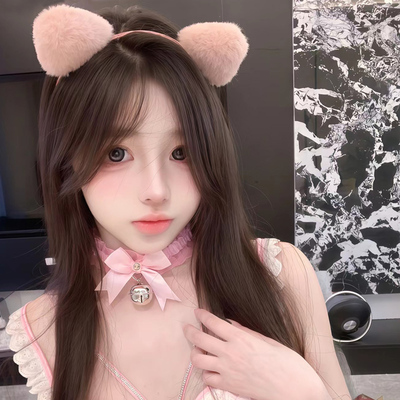 日韩毛绒发箍可爱甜美猫耳朵发卡粉色网红洗脸主播头饰小野猫兔子