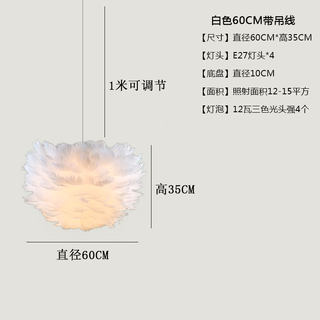 羽毛灯罩外壳卧室吊灯温馨浪漫北欧创意ins网红少女主卧台灯灯i.