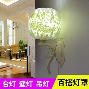 创意圆形壁灯台灯吊灯布艺灯罩外壳防水田园简约餐厅灯饰DIY配件