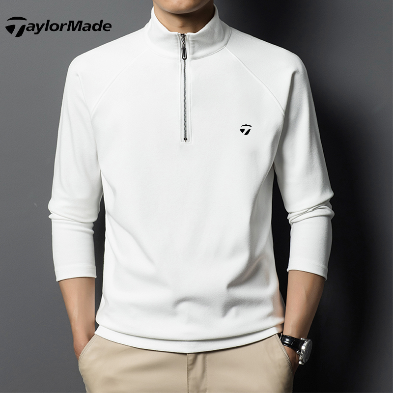 Taylormade泰勒梅高尔夫男士半拉链立领双面绒保暖打底衫德绒长袖