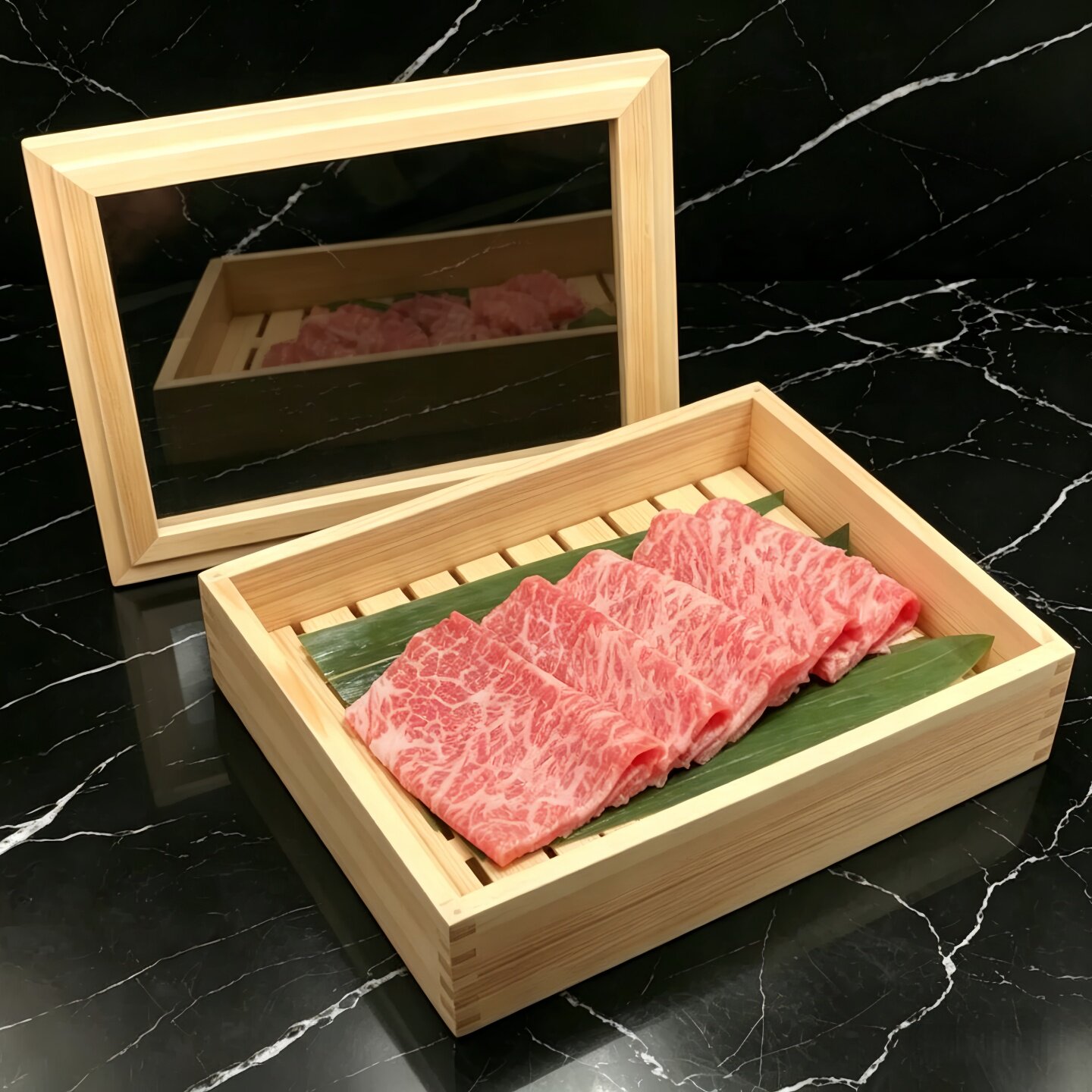 日式木盒寿司刺身展示盒实木带盖料理盒三文鱼鱼生盒牛肉拼盘餐盒