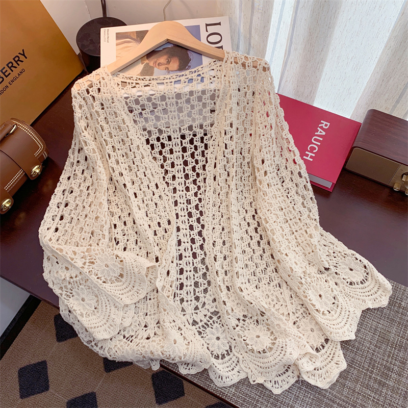 镂空设计感长袖针织衫女