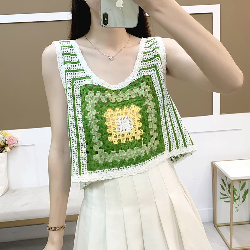 【孤品】镂空钩花叠穿小吊带背心女内搭夏季2025短款外穿甜辣上衣