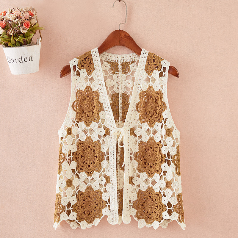 马甲女2026春夏薄款外搭针织镂空马夹短款叠穿钩花开衫坎肩女