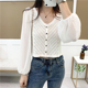 雪纺衫 修身 显瘦开衫 2026早春新款 长袖 镂空法式 白色薄款 上衣女 短款