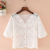 长袖 2025春夏Ⅴ领百搭透视上衣披肩配裙子开衫 外搭薄款 防晒外套女