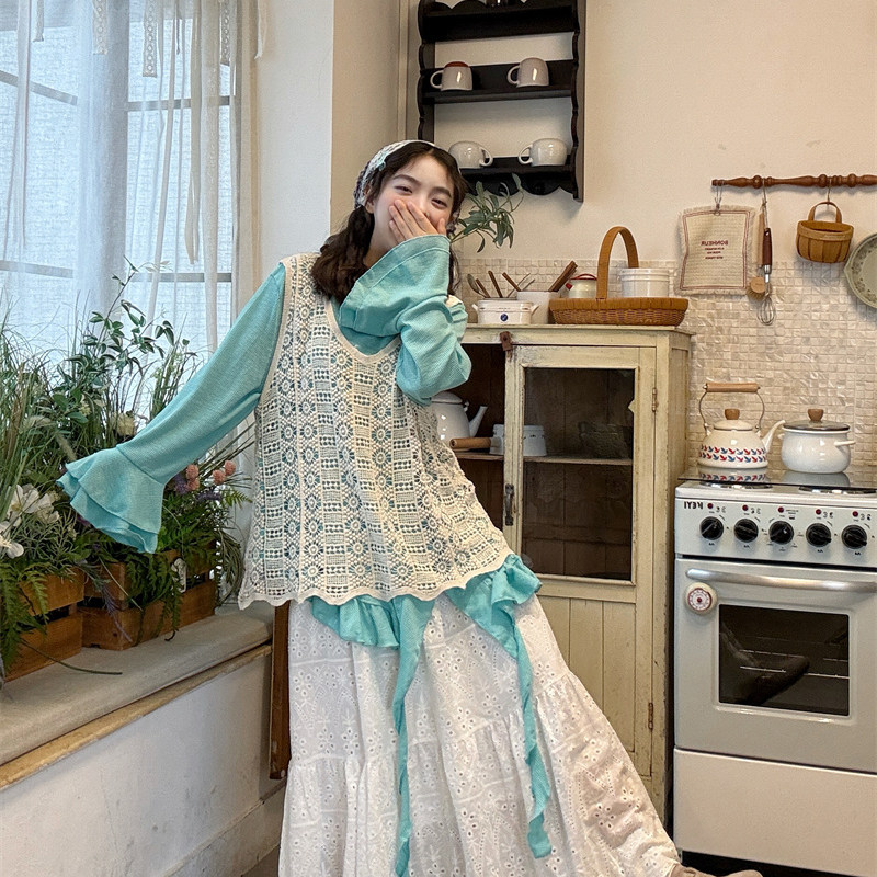 不规则宽松无袖背心上衣叠穿针织罩衫女夏季搭配半身裙甜美小吊带