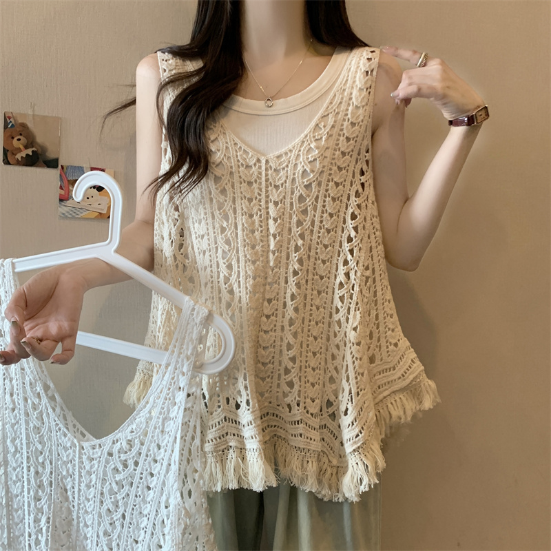 夏季美拉德罩衫搭配吊带