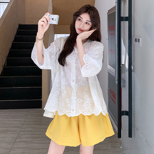 2025夏季氛围感百搭防晒蕾丝刺绣镂空针织衫上衣女夏季长袖罩衫潮