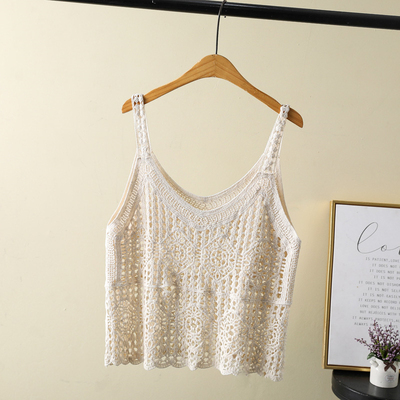 镂空马甲女针织短款吊带背心