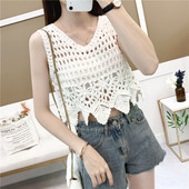 百搭罩衫 无袖 针织小吊带港味复古镂空坎肩背心女短款 2025春夏新款